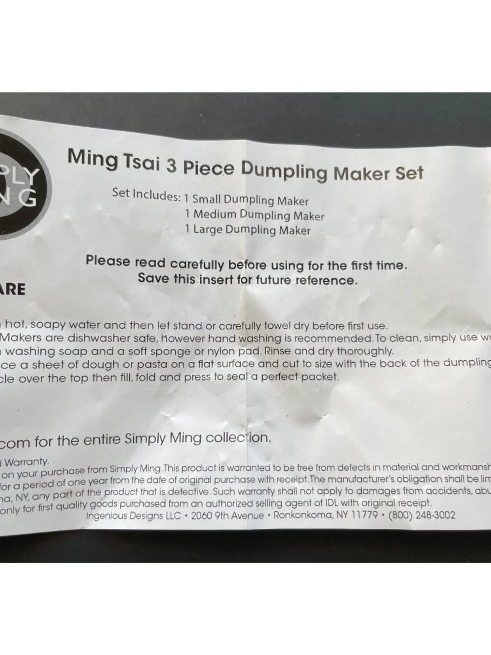 Ming Tsai 3 Piece Dumpling Maker Set by Simply Ming Metal NEW